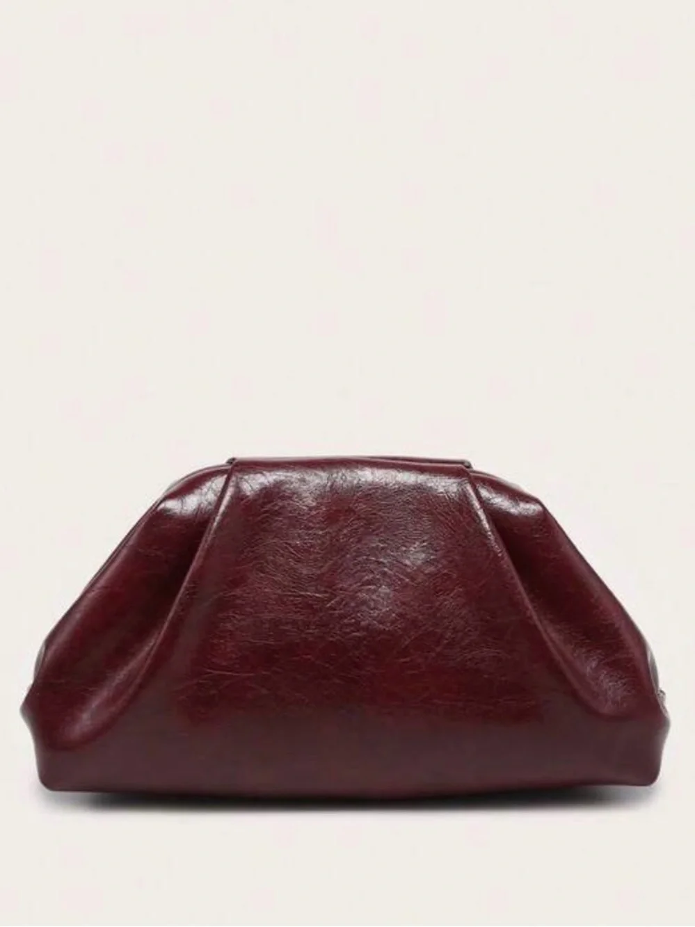 Burgundy Woven Clutch Bag -